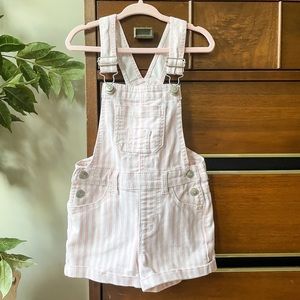 Pink and white overall shorts 3T
